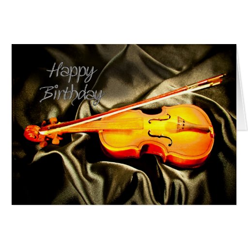 A musical birthday card with a violin Zazzle