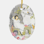 A Nap on Garden Bench Under Cherry Tree Christmas Tree Ornaments