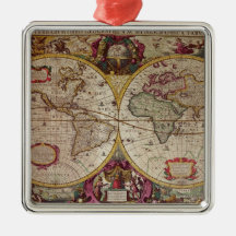 A New Land and Water Map of the Entire Earth Christmas Tree Ornaments