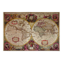 A New Land and Water Map of the Entire Earth posters