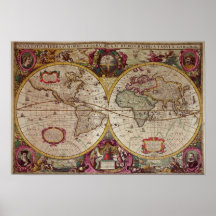 A New Land and Water Map of the Entire Earth Poster