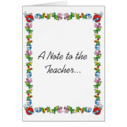 A Note to the Teacher... card