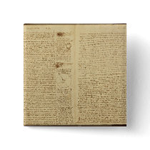 A page from the Codex Leicester, 1508-12 Pinback Buttons
