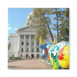 A Painted Cow Admires the Capital Building
