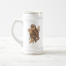 A Pair of Masked Barn Owls on a branch (painting). Mugs