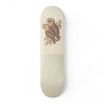 A Pair of Masked Barn Owls on a branch (painting). Custom Skateboard