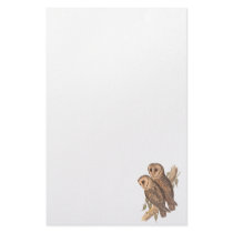 A Pair of Masked Barn Owls on a branch (painting). Stationery Paper