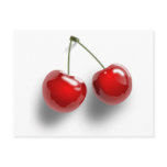 A Pair of Two Red Shinny Cherries on their Stem Postcards