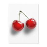 A Pair of Two Red Shinny Cherries on their Stem Postcard