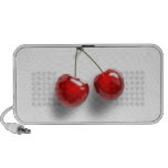 A Pair of Two Red Shinny Cherries on their Stem Laptop Speakers