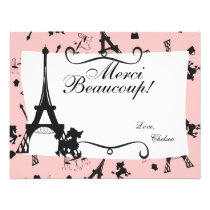 A Parisian Party thank you note in Pink invitations
