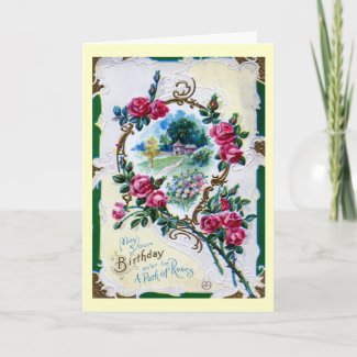 A Path of Roses Birthday 1912 Vintage card