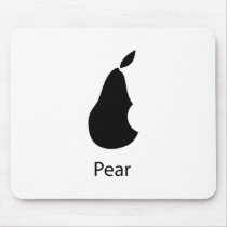 A pear with a bite! mouse mats