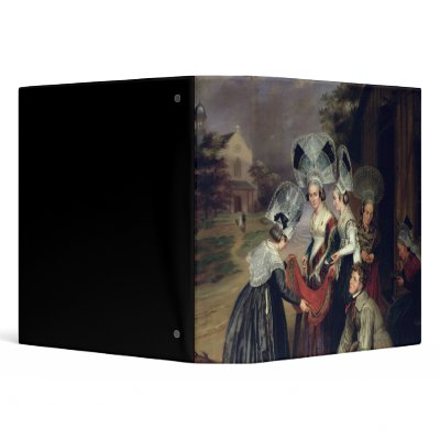 A Peddler Selling Scarves to Women from Troyes Binders by bridgemanart