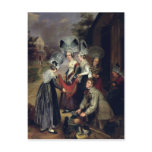 A Peddler Selling Scarves to Women from Troyes Postcards