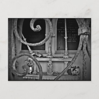 A peek inside the crypt gothic postcard