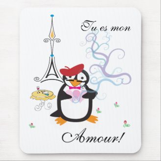 A Penguin in Paris Mousepad