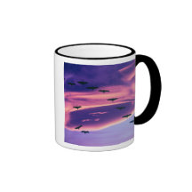 A photo composite of Sandhill cranes in flight Coffee Mug