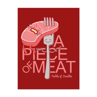 A Piece of Meat Doodle Art Postcard by oodlesdoodles