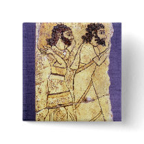 A plaque depicting two men walking pins