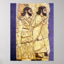 A plaque depicting two men walking