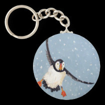 "A Playful Puffin" Keychain