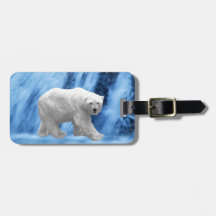A polar Bear at the frozen waterfall Tag For Luggage