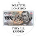 A POLITICAL DONATION STICKER