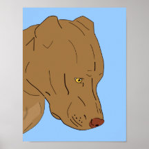 A Portrait of a Sad Pit Bull - Line Art Print