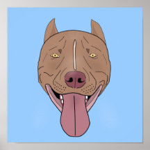 A Portrait of a Smiling Pit Bull Posters