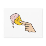 a potato chip with dip post cards