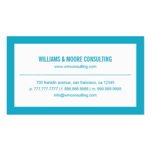 A Powerful Hi - Modern Business Card - Turquoise Business Cards (back side)