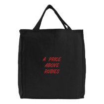A PRICE ABOVE RUBIES embroidered bags