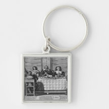 A Protestant family blessing the meal Keychains