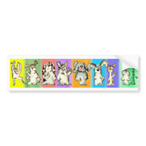 A Rabbit Rainbow Cartoon Bumper Sticker bumper stickers