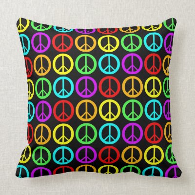 A Rainbow Of Peace Signs Pillows by kchippie