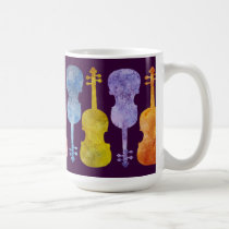 A Rainbow of Violins on Plum mugs