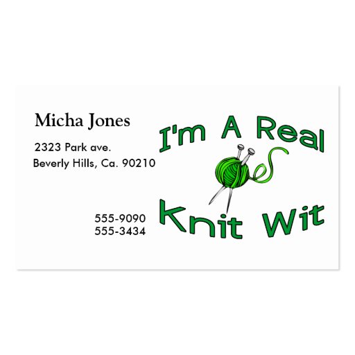 A Real Knit Wit Business Cards