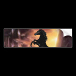 A rearing stallion at sunset bumper stickers