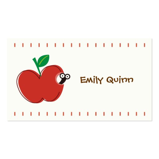 a red apple & a little worm business card templates