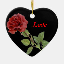 A Red Rose with Haiku Ornament