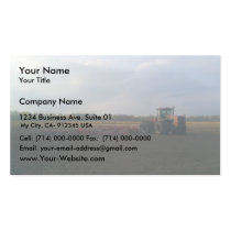 A Red Tractor Resting On The Open Fields... business cards