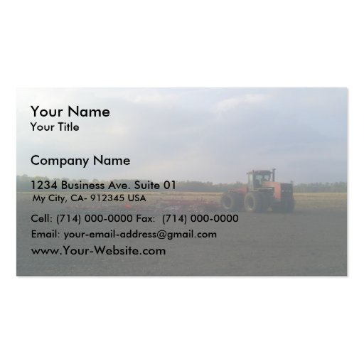 A Red Tractor Resting On The Open Fields... Business Card Template