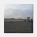 A Red Tractor Resting On The Open Fields... Fridge Magnet