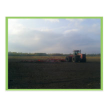 A Red Tractor Resting On The Open Fields... Postcards