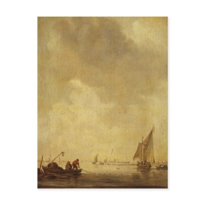 A River Scene, with Fishermen Laying a Net, 1638 Post Cards by bridgemanart