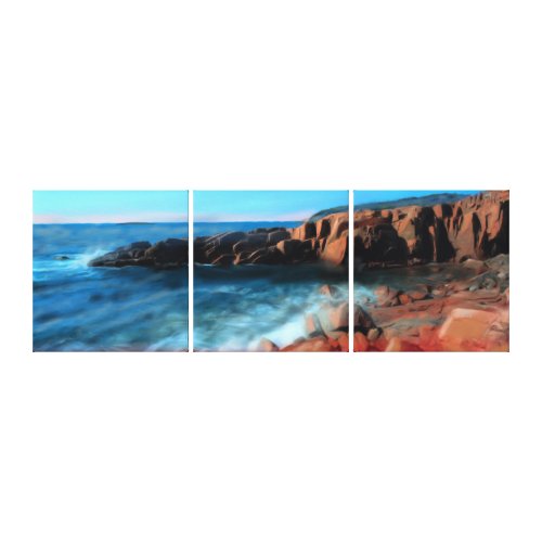 A Rocky Coast Triptych Wrapped Canvase Giclee wrappedcanvas