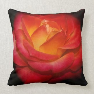 A Rose Aflame Throw Pillow