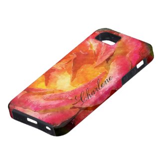 A Rose Aflame Watercolor iPhone 5 Covers