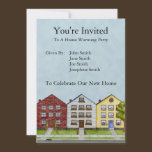 A Row Of Houses Invitation invitations